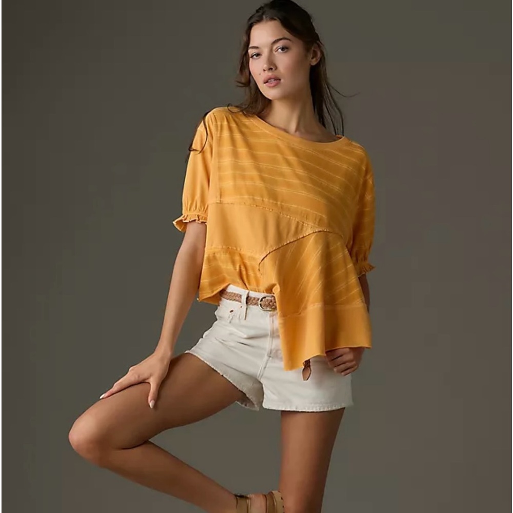 NEW Anthropologie Seamed Asymmetrical Tee Top Size Small